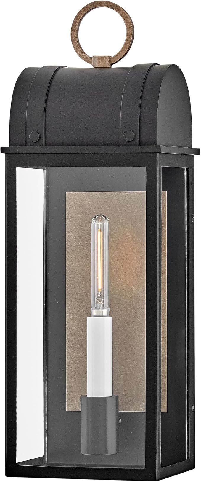 Hinkley Campbell Small Wall Mount Outdoor Lantern, Black/Burnished Bronze