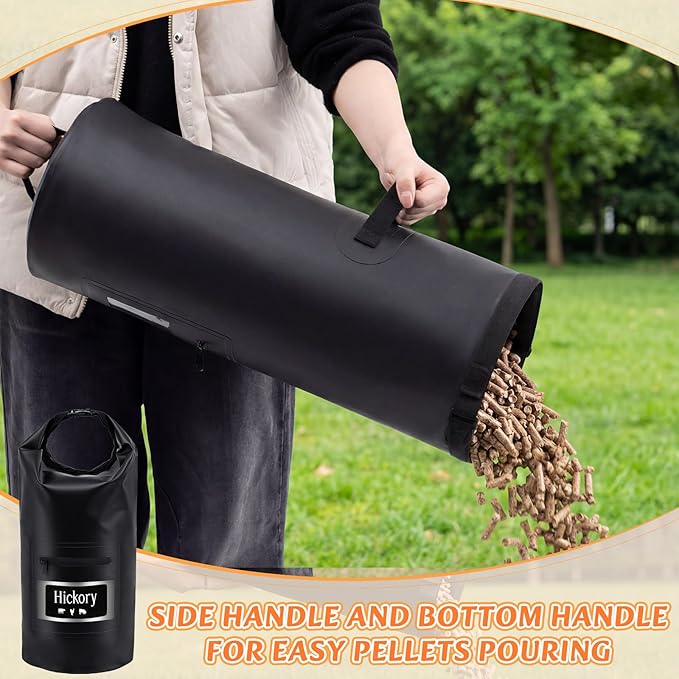 Maxdot 3 Sets 20lb Wood Pellet Storage Bag with Scoops and Labels, Waterproof Outdoor Fabric Container Grill Accessories for Pellets, Charcoal, Wood Chips