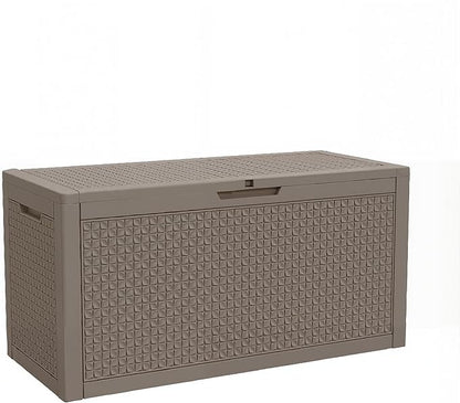 110 Gallon Large Outdoor Storage Box Waterproof, UV Resistant Resin Deck Box with Hydraulic Rod for Patio Furniture,Garden Tools,Cushions, Easy to Install（Grey）