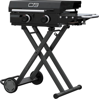 Charbroil 22" Performance Series Folding Cart 2-Burner Portable Propane Gas Griddle, Black - 463711223