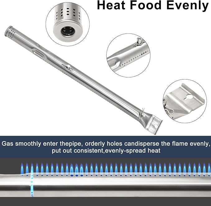 Criditpid Grill Replacement Parts for Charbroil 463241113 463449914 Gas Grill, Heat Plate Shields, Crossover Tubes, Igniters, Burner Tube & Cooking Grates for CharBroil Commercial 4-Burner Gas Grills