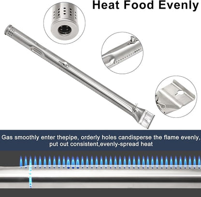 Criditpid Grill Replacement Parts for Charbroil 463241113 463449914 Gas Grill, Heat Plate Shields, Crossover Tubes, Igniters, Burner Tube & Cooking Grates for CharBroil Commercial 4-Burner Gas Grills