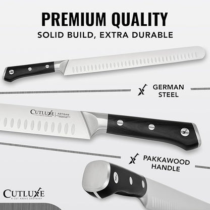 Cutluxe Carving Knife Set for BBQ & Brisket – Razor Sharp German Steel Slicing and Boning Knife for Meat Cutting, Full Tang & Ergonomic Handle, Grilling Gifts for Men – Artisan Series
