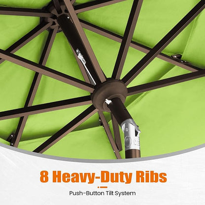 EliteShade USA 10-Year-Non-Fading 10ft 3-Tier Market Patio Umbrella, Commercial Grade Outdoor Table Umbrella with Crank Open, Windproof & UPF 50+ UV Protection, Heavy Duty Ventilation for Garden, Deck, Pool, Backyard, Beach & Bistro, Macaw Green