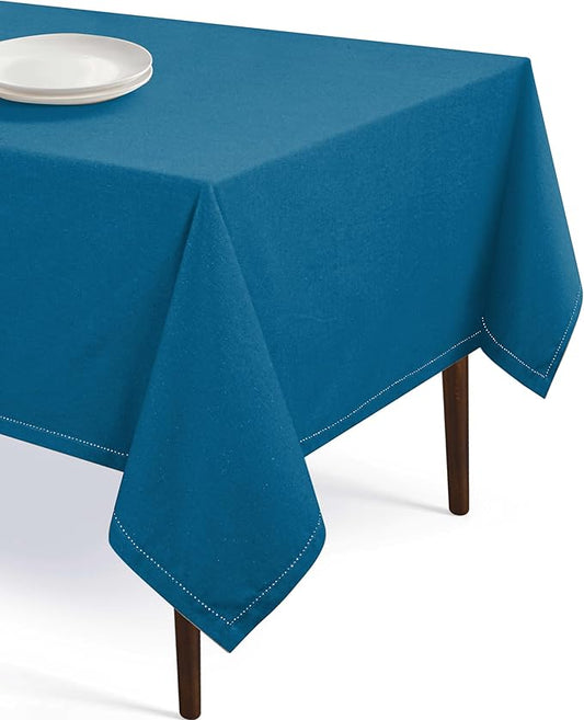 Table Cloth Rectangle 60x84, Kitchen Dining Indoor Outdoor Buffet Table Cover 100% Cotton Tabletop Table Cloth Decoration Parties BBQ Machine Washable, Turquoise Blue