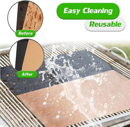 Grill Mats for Outdoor Grill, Set of 6 （3 Black+3 Copper）Grill Mat for Gas Grill, Non-Stick Sheets for Grilling, 15.75 X 13 Inch