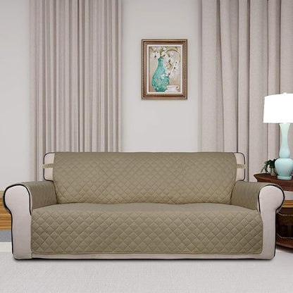 PureFit Reversible Quilted Sofa Cover, Water Resistant Slipcover Furniture Protector, Washable Couch Cover with Non Slip and Elastic Straps for Kids, Dogs, Pets (Sofa, Beige/Beige) | Beige/Beige, Water Resistant Couch Protector, Washable Pet Couch Cove...