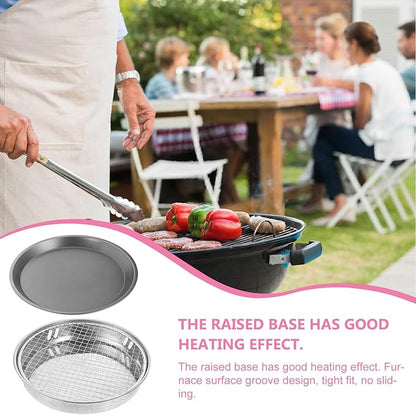 Portable 28cm Small Charcoal Grill Outdoor Barbecue Stove Set with Non-stick Grill Plate, Disposable Smokeless Camping Bbq Tool for Travel and Backyard Cooking Random Color