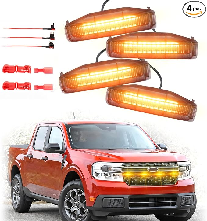 Front Grille Led Light For 2022 2023 2024 Ford Maverick XLT Raptor Style Grill Lights,Maverick Accessories (Only Fit XLT-Amber)