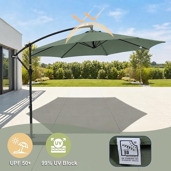 BPS Patio Umbrella Replacement Canopy for 10 ft 8 Ribs Table Umbrella, Outdoor Umbrella Replacement for Market Parasol, Canopy Only