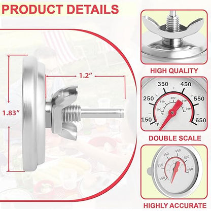 1.8" Lid Temperature Gauge G432-8L00-W1 for Charbroil Grill Thermometer Replacement Charbroil Advantage & Tru-Infrared Performance 463625217 463229521 463238218 463243518 463274419 Heat Indicator etc.