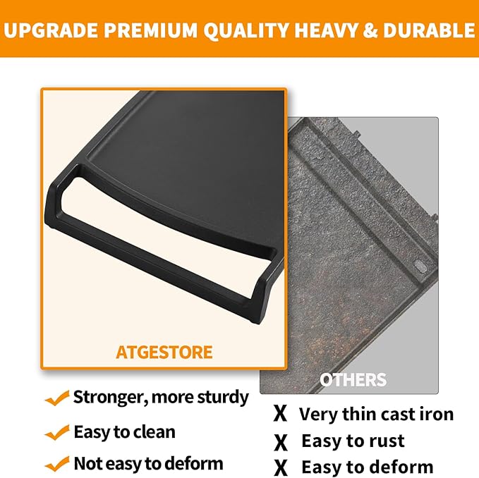 Upgraded 316499900 Stove Griddle Replacement for Frigidaire Gas Stove Top Parts 18.9 x 9.25" Gas Range Cast Iron Middle Burner Griddle Plate Frigidaire Gallery Gas Range Stovetop Cooktop Flat Top Pan