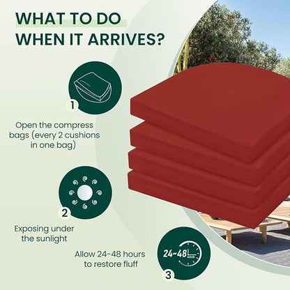 HARBOREST Outdoor Chair Cushions Set of 4, Water Resistant Patio Chair Cushions with Ties, Outdoor Seat Cushions for Patio Furniture, 17"x16"x2", Burnt Orange