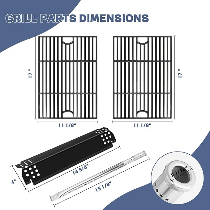 Grill Parts for Nexgrill Replacement Parts 4 Burner 720-0925 720-0925PG,Cooking Grate,Heat Shield and Burner Kit for Nexgrill 720-0925P Replacement Parts for Nexgrill 4 Burner Gas Grill