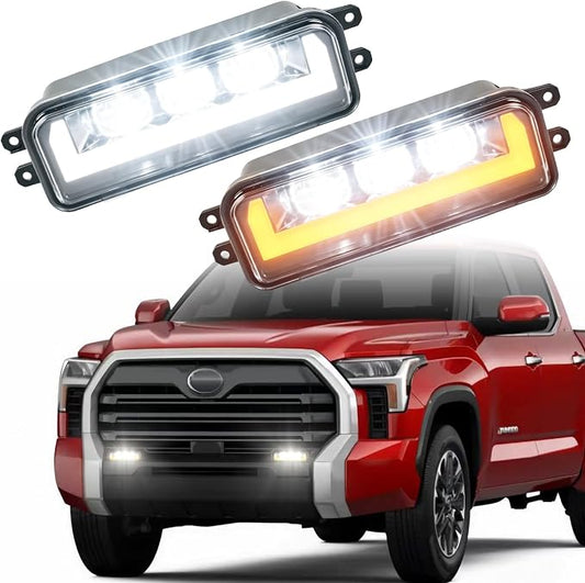 35W Upgrade Front Bumper Led Bar for Toyota Tundra 2022-2026 4Runner | 6th gen Fog Lights assembly Accessories White Brightness,daytime running turn signal light