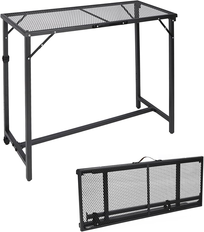 REDCAMP 39" Folding Outdoor Bar Table, Patio Bar Height Table | Waterproof Mesh Top Rectangle Counter Console Table for Balcony, Garden, Backyard, Hot Tub, Poolside, Indoor or Outdoor Use