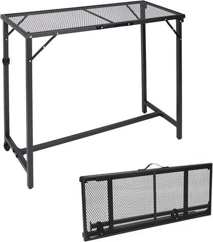 REDCAMP 39" Folding Outdoor Bar Table, Patio Bar Height Table | Waterproof Mesh Top Rectangle Counter Console Table for Balcony, Garden, Backyard, Hot Tub, Poolside, Indoor or Outdoor Use