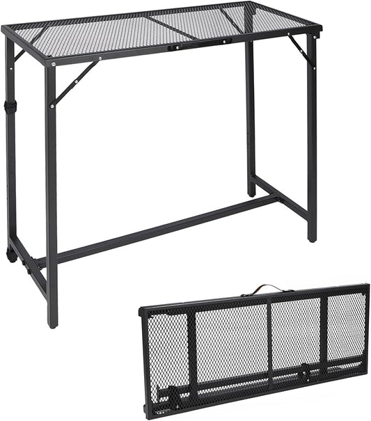 REDCAMP 39" Folding Outdoor Bar Table, Patio Bar Height Table | Waterproof Mesh Top Rectangle Counter Console Table for Balcony, Garden, Backyard, Hot Tub, Poolside, Indoor or Outdoor Use