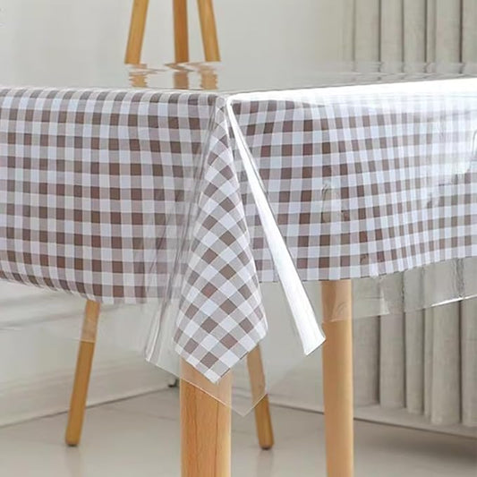 Kesfey Clear Plastic Tablecloth Protector 60 x 120 Inch Clear Plastic 100% Waterproof Tablecloths Wipe Clean Rectangle Table Cover Protector Oilproof Resistant Tablecover for Home Dining Table Kitchen