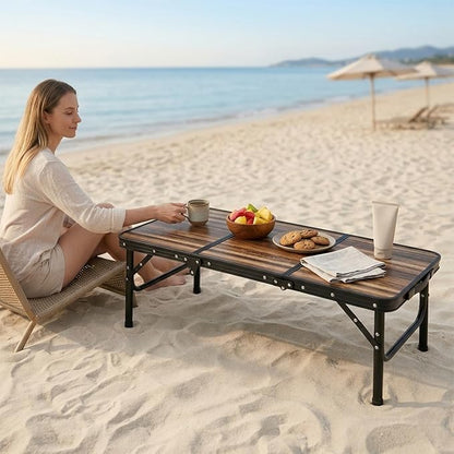 Folding Picnic Table 3ft Portable Camping Table with Adjustable Heights Lightweight Aluminum Foldable Small Card Table for Outdoor Indoor Camp Backyard BBQ