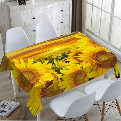 TKS MITLAN Yellow Sunflowers Tablecloth Decor Sunset Sunflower Field Table Cloth Dining Room Kitchen Table Cover 60" X 84" Oblong/Rectangle