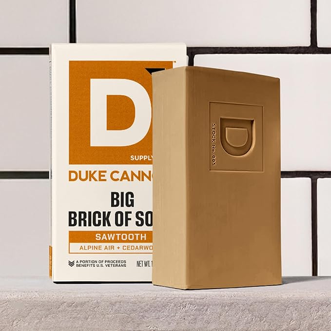 Duke Cannon Sawtooth Big Brick of Soap 4-Pack, 10 oz Each – Alpine Air & Cedarwood Scent, Large Triple-Milled Bar Soap for Men, Long-Lasting & Moisturizing