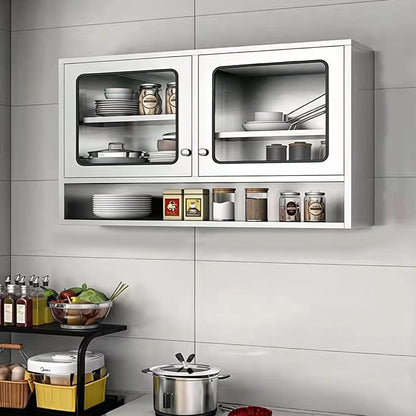 ZZV Kitchen Wall Cabinet, Stainless Steel Wall Mounted Cabinet with Adjustable Shelves, Industrial Wall Storage Cabinet for Garage, Warehouse, No Assembly Required, 11.82D x 39.37W x 27.56H in