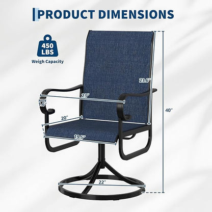 Patio Swivel Chair Set of 6, 360° Swivel & 15° Rocking High Back Outdoor Dining Chairs, All-Weather Metal Frame Patio Chairs for Backyard, Deck, Garden, Poolside Indoor Outdoor Use, Table Not Include
