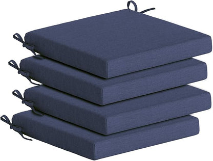 Goodgoods 18.5 x 18.5 Outdoor Chair Cushions Set of 4, Fade-Resistant & Water-Resistant Patio Seat Cushion Pads with Ties, 30D High-Resilience Foam for Dining Room Kitchen Chairs, Sky