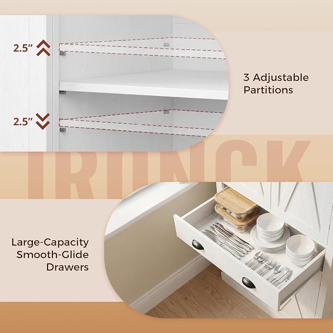IRONCK Storage Cabinet with Drawers and Doors for Living Room and Entryway | Open Shelves, Adjustable shelves, Organized essentials