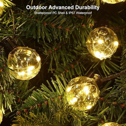 Outdoor String Lights Solar Powered, 50ft 20 LED Bulbs Hanging Patio Lights Dimmable w/Timer & Remote, Globe Bulb Shatterproof Waterproof for Outdoor Indoor Decor - Warm White