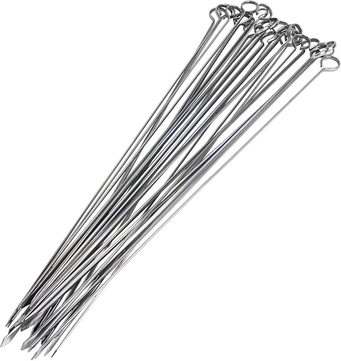 Blue Donuts 24 Pack Kabob Skewers for Grilling 17 Inch - BBQ Grill Grilling Accessories, Stainless Steel, Pack of 24