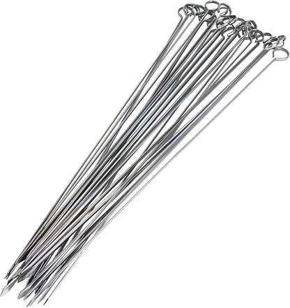Blue Donuts 24 Pack Kabob Skewers for Grilling 17 Inch - BBQ Grill Grilling Accessories, Stainless Steel, Pack of 24