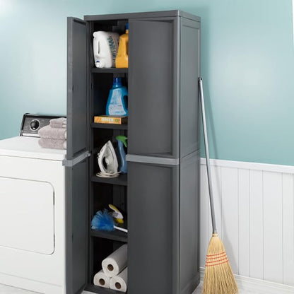 Sterilite Shelf Cabinet,4 Shelves,Flat Gray 01423V01-1 Each
