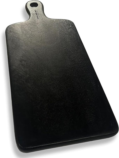 The Fine Living Co. Black Charcuterie Board, Paddle Board with Long Handle, Mango Wood Serving Board, Black Cutting Board, Serving Platter for Meat, Pizza, Food-Grade Wooden Serving Trays, 16”x8”