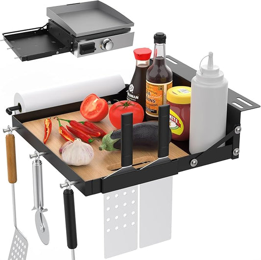 Griddle Side Shelf for Blackstone Griddle Accessories, Side Shelves Food Prep Table for Blackstone 1813 1666 1832 1814 1971 1939 & 17"/22"/28" Flat Top Grills