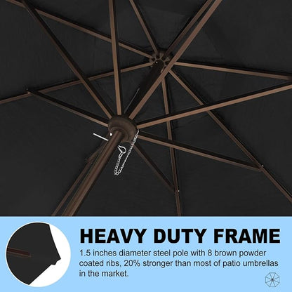 Eurmax USA 10-Year-Non-Fading 10FT Outdoor Patio Market Umbrella,UPF50+ UV Resistant Sun Shade,Heavy Duty Commercial Grade,Crank Lift Design,Windproof Vented Top for Garden,Pool,Deck,Black