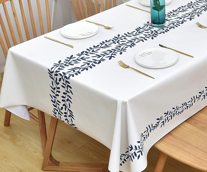 Wipeable Waterproof Tablecloth Vinyl Tablecloths for Rectangle Tables Heavy Duty PVC Tablecloth for Kitchen Dining Table(Rattan, 78'' x 54'')