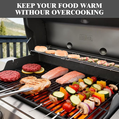 66045 Warming Rack for Weber Genesis II 400/II-S-410/II-SE-410 GS4 4-Burner Grill Accessory, Grill Parts for Weber Genesis II 400 Series, Foldable Stainless Steel Warming Rack for Genesis 66045
