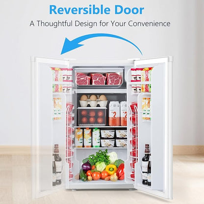COWSAR 3.1 Cu.ft Mini Fridge, Compact Dorm Size Refrigerator with Reversible Single Door, Adjustable Thermostat, Energy Saving, Commercial Small Fridge for Bedroom Apartment Office, White