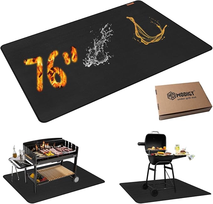 MODIGT Large 76"×52" Under Grill Mat for Outdoor Grill,Double-Side Fireproof & Heat-Resistant Outdoor Grill Mat,Protective Mat for Patio,Courtyard,Tabletop