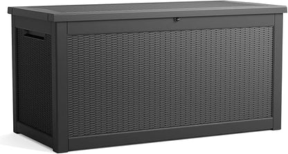 Vixzen 320 Gallon Deck Boxes Outdoor Waterproof, Lockable Storage Box for Patio Cushions Storage Furniture, Garden Tools, Pool Supplies, Weatherproof and UV Resistant (Black, 320 Gallon)