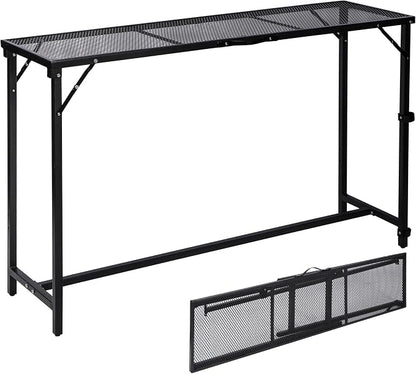 REDCAMP 55" Outdoor Bar Table, Folding Paito Bar Height Table | Waterproof Mesh Top Rectangle Counter Console Table for Balcony, Garden, Backyard, Hot Tub, Poolside, Indoor or Outdoor Use
