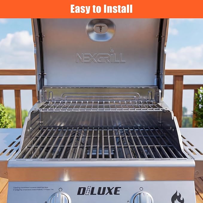 Uniflasy Grill Warming Rack for Nexgrill 720-0864 720-0864RA, Stainless Steel Top Rack for Nexgrill Deluxe 2 Burner Replacement Parts, 16.8" x 7.2"
