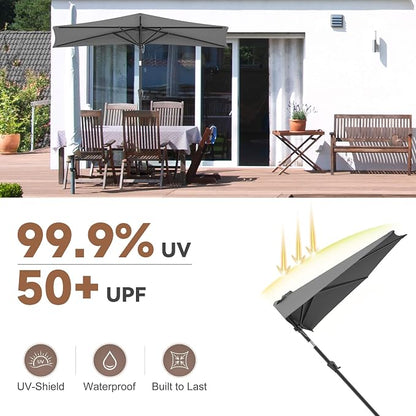 FLAME&SHADE 9ft Half Patio Umbrella - Half Outdoor Umbrella with Tilt UV Protection Waterprool, Half Round Table Umbrella for Wall Balcony, Pool, Porch, Garden, Deck, Market, Backyard (Anthracite)