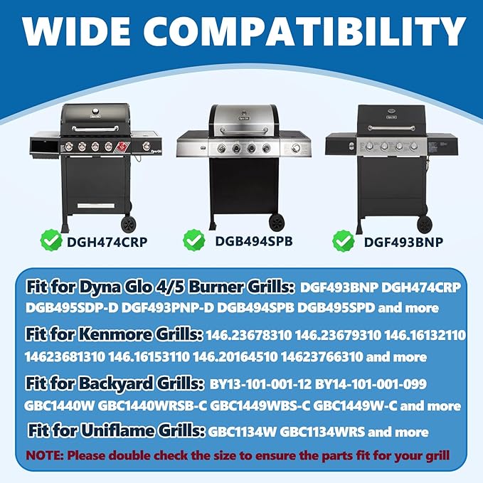 SafBbcue DGF493BNP 16.5" Grill Grates for Dyna Glo DGH474CRP DGH483CRP DGB494SPB DGB495SDP, Backyard BY13-101-001-12 GBC1440W, Kenmore 146.23678310 146.16132110 146.20164510 146.23679310 Grill Parts