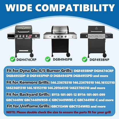 SafBbcue DGF493BNP 16.5" Grill Grates for Dyna Glo DGH474CRP DGH483CRP DGB494SPB DGB495SDP, Backyard BY13-101-001-12 GBC1440W, Kenmore 146.23678310 146.16132110 146.20164510 146.23679310 Grill Parts