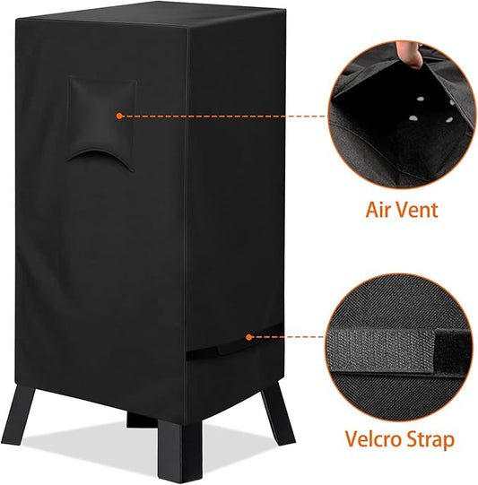 iCOVER 30 inch Smoker Cover for Masterbuilt - 21" L X 18" D X 33" H 600D Square Smokers Covers Water Proof Canvas Heavy Duty for 30-Inch Electric Vertical BBQ, Black, #G21611