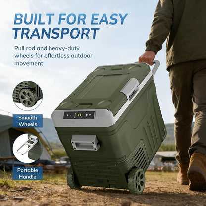 Antarctic Star 12 Volt Refrigerator,53QT(50L)Electric Cooler Compressor, Portable Refrigerator -4℉~68℉,Car Fridge 12/24V DC 100-240V AC,Portable Freezer with Wheels&2 Baskets for Camping,Travel,GREEN | 50L Car Fridge Compressor,Plug in Coolers for Vehi...