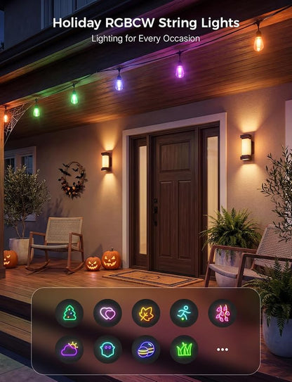 XMCOSY+ Smart Outdoor String Lights 72.5FT, LED Patio Lights App Control | DIY Color Changing, RGBCW Dimmable White, Segment Control, Alexa Voice Control, Shatterproof IP65 Waterproof Outside Lights